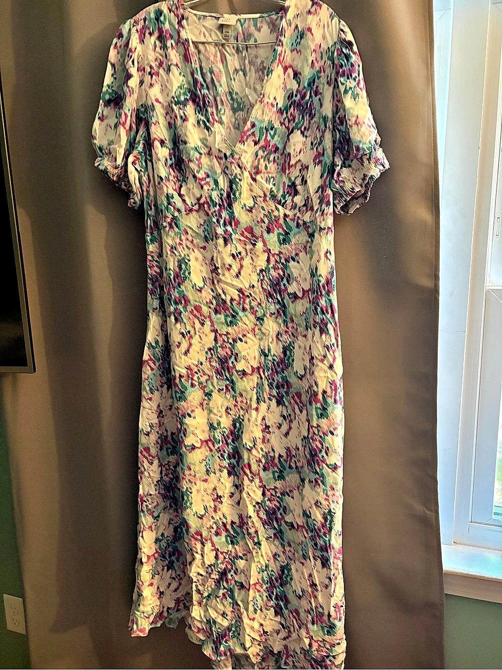 Universal Thread Abstract Floral Maxi Dress Multicolor & Green